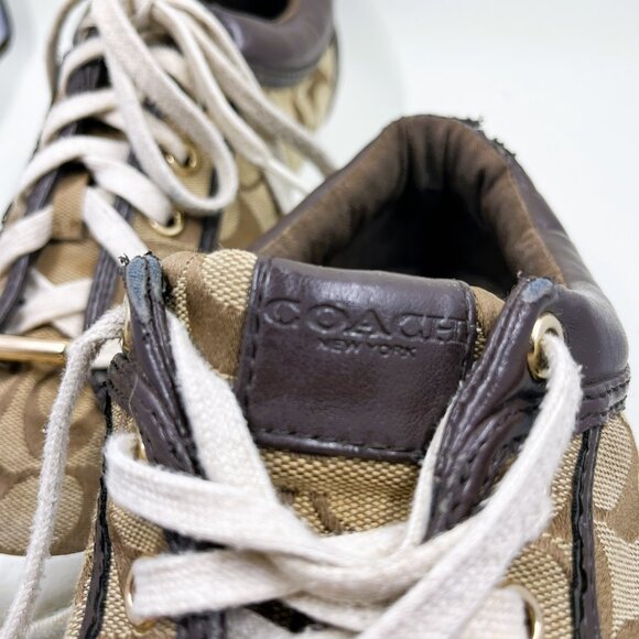 COACH Francesca Monogram Brown Sneakers Size 11B - Picture 5 of 7